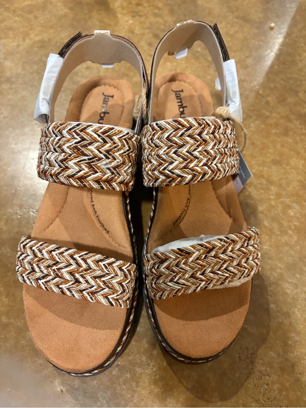 Jambu Women’s Braided Tan and White Slingback Sandals